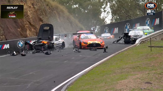 Horror crash halts Bathurst 12 Hour, race leader out