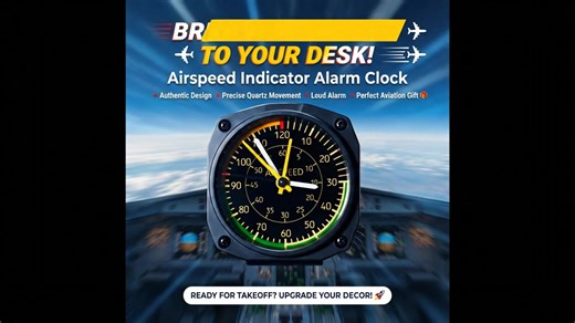 Airspeed Indicator Alarm Clock | Vintage Aircraft Cockpit Desk Decor for Pilots [https://www.cockpitphd.com/products/airspeed-indicator-alarm-clock-vintage-aircraft-cockpit-desk-decor-for-pilots] | Cockpit phD