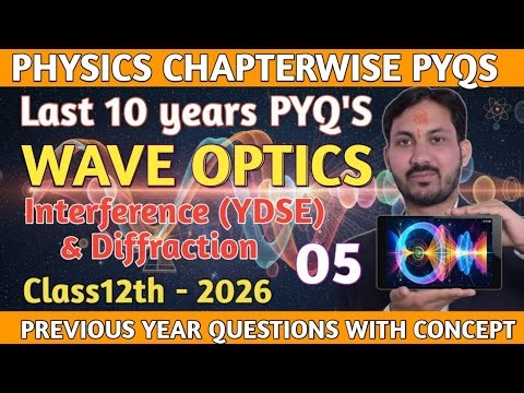 Wave Optics 05 Class 12 PYQ | YDSE, Interference & Diffraction PYQ |Last 10 Years Questions for 2026