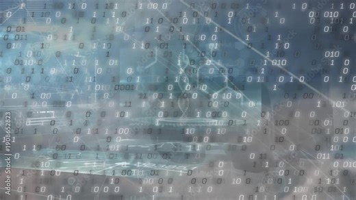 This video shows a binary code being processed over a transparent background