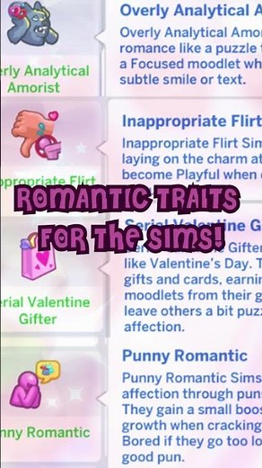 ROMANTIC TRAITS MOD FOR THE SIMS 4!💖 #sims4 #sims4mods #shorts #fyp