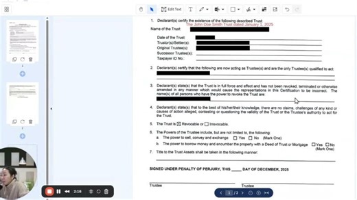 Seller Mock Signing | Walking Through a Trust Certification | Angelina Nguyen