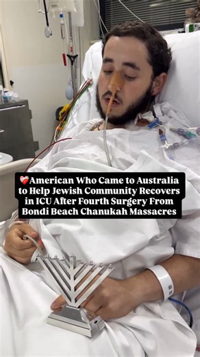 Jewish Breaking News on Instagram: "❤️‍🩹American Hero Who Came to Australia to Help Jewish Community Recovers in ICU After Fourth Surgery From Bondi Beach Chanukah Massacre Leibel, a 20-year-old American from College Station, Texas, is recovering in an Australian ICU after being seriously wounded in the Bondi Beach Chanukah massacre, an attack that revealed an extraordinary act of courage. Leibel has just emerged from his fourth major surgery, after sustaining multiple gunshot wounds to his abd