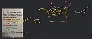 Two identical cubes having masses m_{1} \& m_{2} have their cen... | Filo