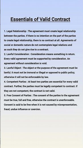 Essentials of Valid Contract