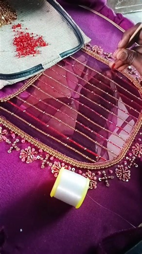 Net Cloth Aari Work Tricks 💎#aariworktips