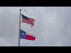 Stock Video - American and Texas Flags flying together waving in the wind