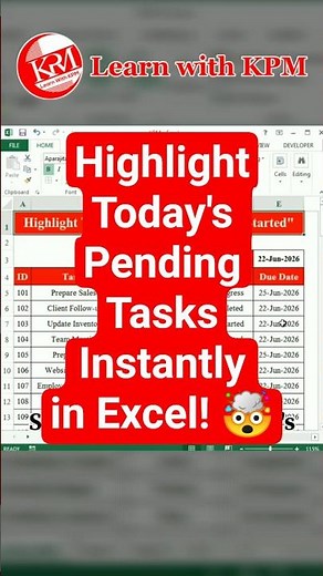 Highlight Today's Pending Tasks Instantly in Excel! 🤯 (Using Conditional Formatting + AND Formula)