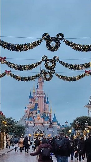 Snowing on Main Street USA Disneyland Paris Mickey Mouse Christmas Magic