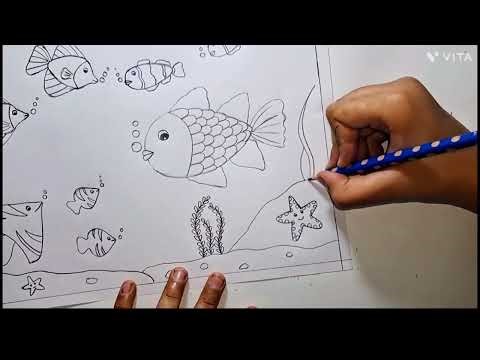 Beautiful Underwater Scene Drawing | Aquarium Drawing Step by Step Part 1