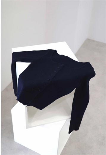 Stylish Boat Neck Ribbed Knit Cardigan Tops