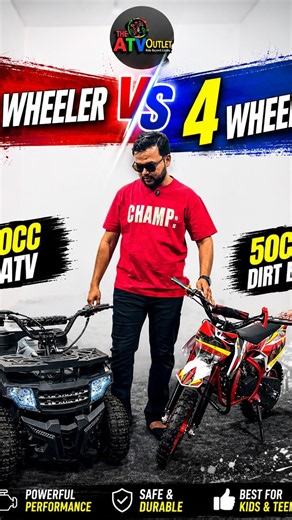 Two Wheeler vs Four Wheeler! 50CC Dirt Bike vs 50CC Mini Mouzer ATV | Speed vs Stability