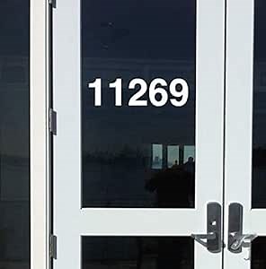 White Store Window Vinyl Address Numbers - Storefront Glass Door Business Frontage - Die Cut Decal - 6 Inch Tall Numbers
