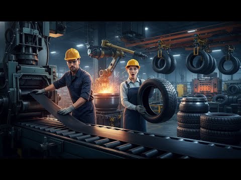 How Tires Are Made | Rubber Mixing, Calendering, Steel Belts, Building, Curing & QC ASMR