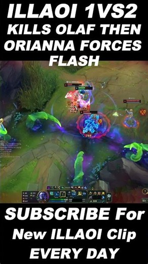 ILLAOI 1V2 FORCES FLASH ON ORIANNA AFTER KILLING OLAF #illaoi #leagueoflegends#Olaf#Orianna #toplane