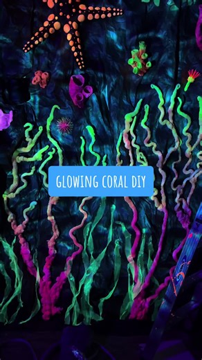 My ideas for different types of glowing coral we made for the party 🪸 #diy #coral #partydecor #underwater #sculpture #art
