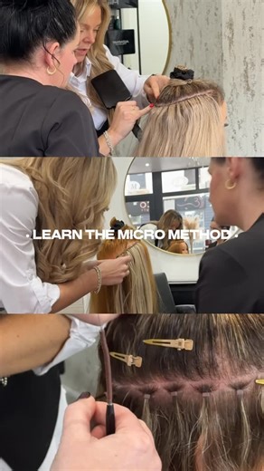 Luxury Hair Extensions | Trade + Retail on Instagram: "If you’re already fitting extensions but you want them to look cleaner, feel lighter and last better, this is for you. Our 1:1 Micro Method training is designed to take you from “I can do it” to “my work looks UNREAL from every angle” What you’ll learn: • Sectioning that sets the whole install up for success • Placement and tension control (so it sits flat and comfortable) • The Micro Method finish for that invisible, seamless result (the fa