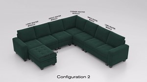 Belffin Velvet Modular Sectional Sofa with Storage Ottoman 6 Seater L Shaped Sectional Modular Sofa Couch with Reversible Chaise Convertible Corner Sectional Couch Green,