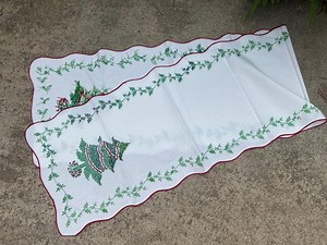 Christmas Cross Stitch Table Runner Handmade Vintage Needlework Textile Art Christmas Tree Table Cloth Runner - Etsy