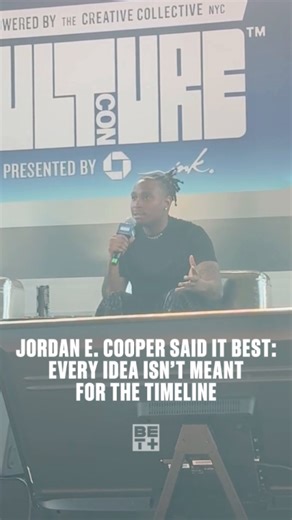 Every idea doesn’t belong on the timeline. 🖊️ At BET Presents: Cultivating Space for Black Creatives & Storytellers, Jordan E. Cooper reminded us that creativity is sacred. Protect it, nurture it, and build before you share. 💫 #TheMsPatShow #CultureCon #BETPlus | BET Plus