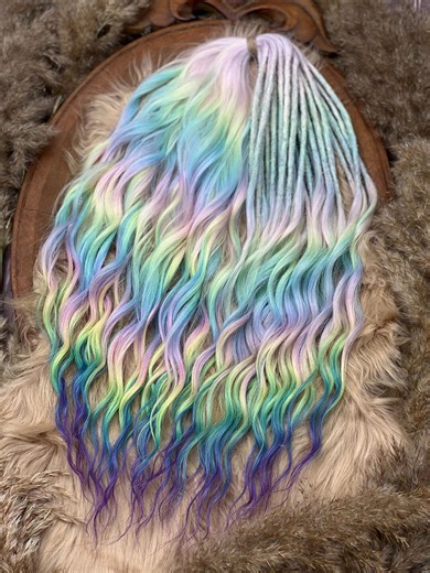 Pastel Rainbow Brushable Dreaded Curls , Dready Waves - Etsy Australia