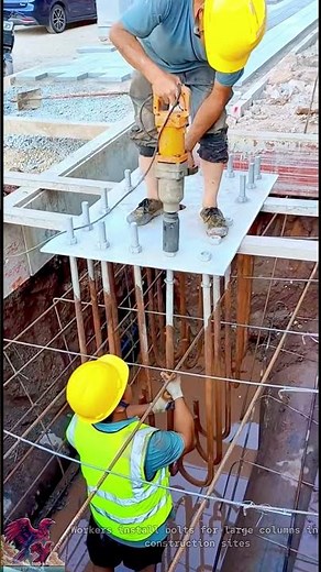 Installing large steel column bolts for construction projects #shorts
