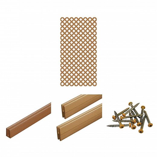 4 ft. x 8. ft Sierra Cedar Classic Diamond Vinyl Lattice Panel with Color Matched Screws, Cap and Divider Molding - The Home Depot