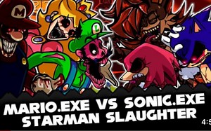 FNF | Mario.Exe Vs Sonic.Exe | Starman Slaughter - Mario's Madness V2 | Mods
