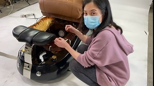 ALESSI II Shiatsulogic Pedicure Chair White Tub w/Discharge Pump Pipe-Less Whirlpool System Pedicure Spa, EXR Chair Black