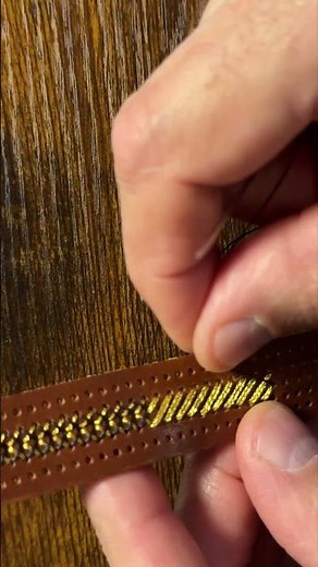 DIY Leather Bracelet with Cross Stitching & T-Braiding | How to Make a Leather Bracelet #shorts