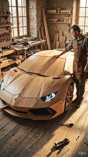 Master Carpenter Builds a Wooden Car 🚗 | 100% Realistic Replica from Wood #Shorts
