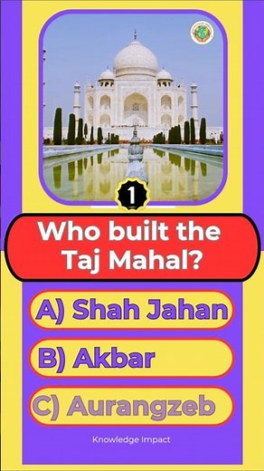 Taj Mahal Quiz 🏰🤯 || #tajmahal #quiz #mcqs #mcq #gkquiz #gkshorts