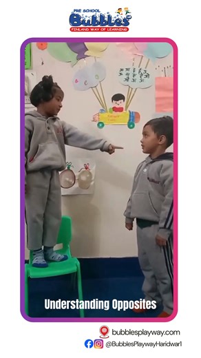 Little minds learning BIG concepts Through fun actions and real-life examples, our kids are understanding opposites— big & small, in & out, long & short, hot & cold, black & white 👶🎈 Learning becomes magical when children do and experience Which opposite did your child learn first? 👀👇 #UnderstandingOpposites #EarlyLearning #PlayBasedLearning #PreschoolActivities #BubblesPlayway #FinlandWayOfLearning | Bubbles Playway - PreSchool in Haridwar