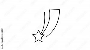 Falling star continuous line art animation. Shooting star video animation work.
