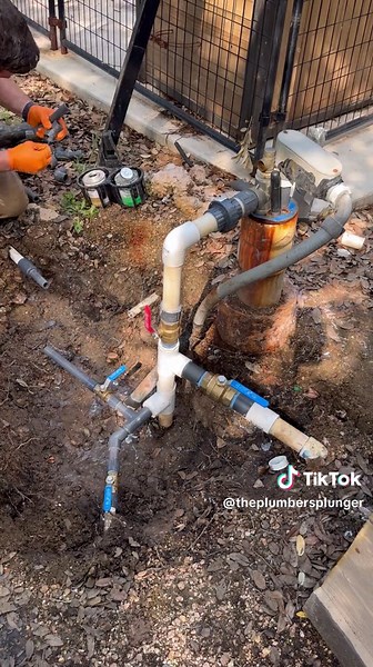 Plumbing repair. Replacing a drain fitting on a pressurized waterline and redoing the exposed piping. #plumbing #trades #leak #repair #trending #fyp #howto #longervideos
