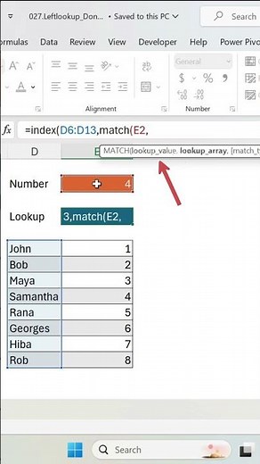 How to Vlookup to the LEFT in Excel #excel #excelformula #vlookup #indexmatch #excelformulas