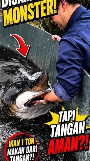 This 1-Ton Monster Fish Eats From a Human Hand, How Come It Doesn't Bite? #giant #facts #shorts