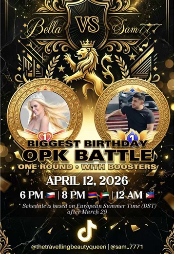 Please show your support to the Biggest OPK Battle on April 12, 2026 at 6:00 PM Czechia. Check the banner for other time zones. Czechia vs. Armenia - @Bella😇👸🏼👑✈️ vs. @🇦🇲Sam777🇨🇭. One Round with Boosters. @gogo007 @Johners Live @😇AmiHson😇 @😇radek.radecek @😇🌹🌹🎀Andrea🎀🌹🍀 @😇💙JAJI😇💙🔥 @Boybitz @𓅓🇦🇺Engr.Mark-⁸⁸🧀👻Tʰᵉⁱᶻˡᵉʳ @👑Qüëën of dubai👑🦅 @✯𝕂𝕀ℕ𝔾 𝔻𝕒𝕟𝕚𝕤𝕙✯🔱👑 @Henry_x15😇 @mimmit 🧩 @ERIKA😇💙🩷 @Виктория @@tubdaarevaristus99🤞🤞 @FollowUpGuru 🎓MGA @Jan Nemecky 