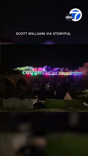 Steam train decorated in Christmas lights