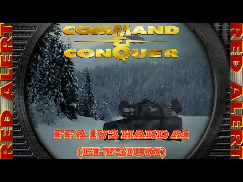 Command And Conquer Red Alert Skirmish FFA 1V3 Hard (Elysium) RTS Allied Gameplay PC