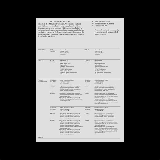A4 Adobe Indesign Cv/resumé Template 2 (clean & Minimal) - Etsy