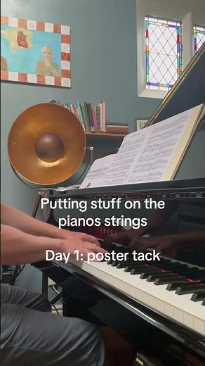 Putting stuff in my piano - day 1 - poster tack