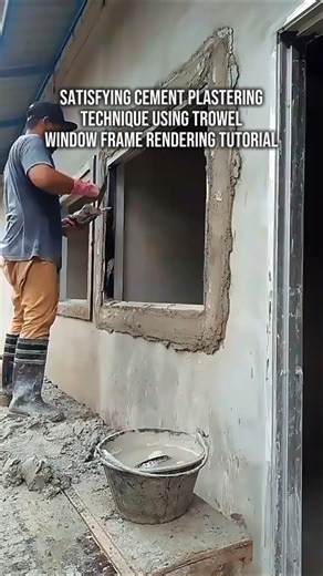 Satisfying Cement Plastering Technique Using Trowel | Window Frame Rendering Tutorial