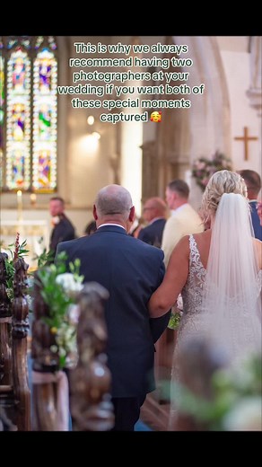 People ask us ‘Can you capture the groom’s reaction and the bride coming down the aisle?’ This is why having two photographers at your wedding makes it so much easier to capture both reactions as you cant move around in some venues, so makes it harder with just one. The groom looking back at the bride is particularly one of my favourite shots to capture, specially if they get emotional 🥹 #wedding #weddingday #weddingphotographer #weddingphotography #weddingplanner #weddingphoto #groom #bride #f