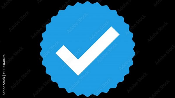 Blue Tick Check Mark Verified Sign Social Media Credible Verified Status Verification Badge 4k Motion Graphics with Alpha Channel Stock Video