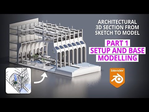 From sketch to design - architectural axonometric section with Blender Part 1