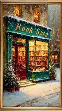 Cozy Book Shop Screensaver | 4K Holiday Ambience for Frame TVs #screensaver #christmas #frametv