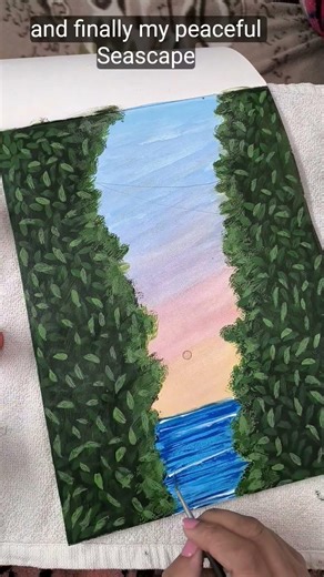 Seascape painting ✨ #art #artist #shorts #viral #viralshorts #trending #trending #watercolorpainting