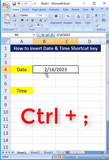 Excel Date and Time Shortcut: Insert Today's Date and Time Easily