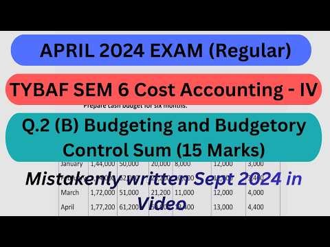 TYBAF SEM 6 Cost Accounting -IV Q.2. (B) Budgeting and Budgetory Control Sum